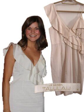 La Maison Talulah Ivory Ruffle Asymmetrical Midi Dress Size M